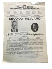 1925 Wanted Poster International Detective Agency Theft Durant Motor $500 Reward