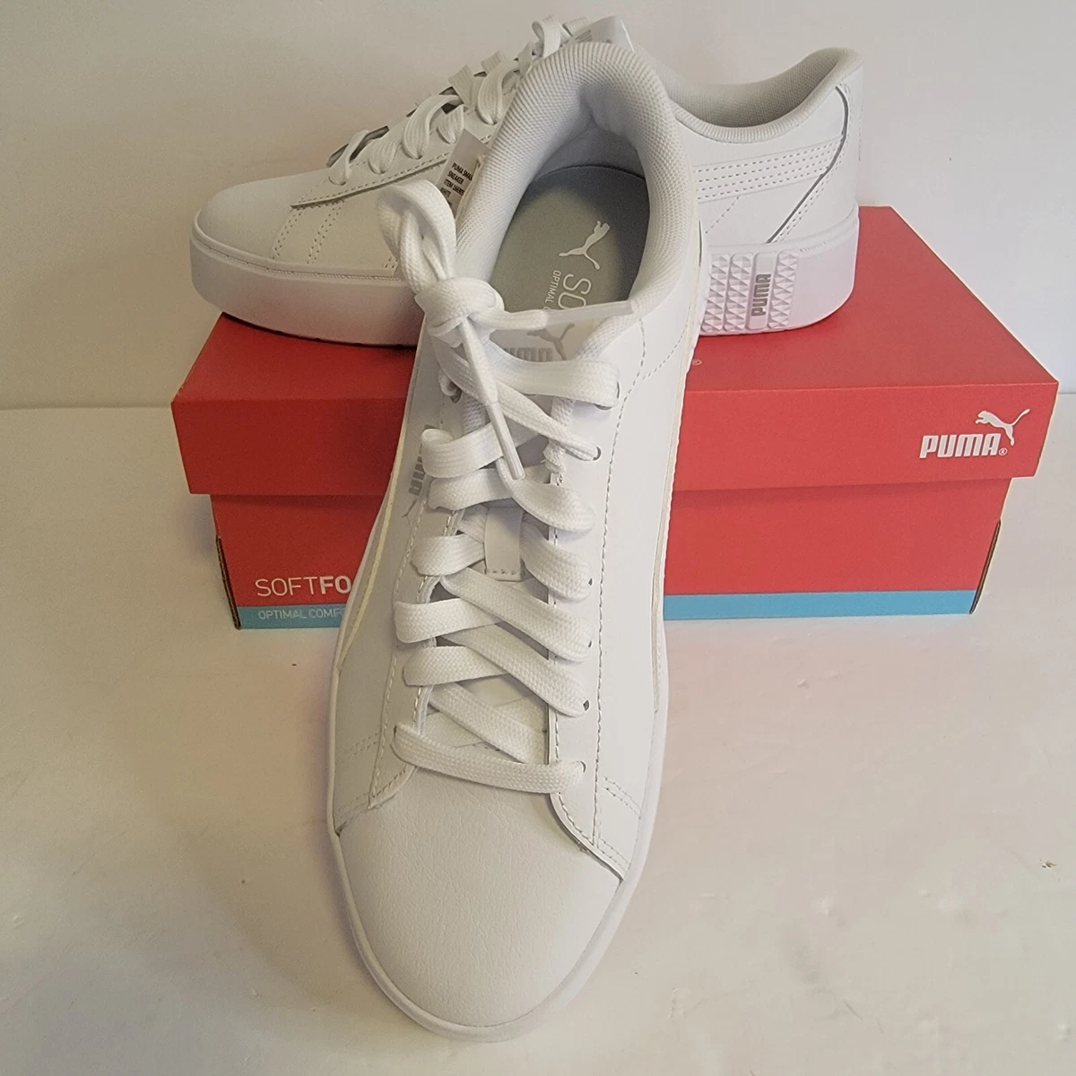 White Puma Smash Sneaker SoftFoam Optimal Comfort Women New | eBay