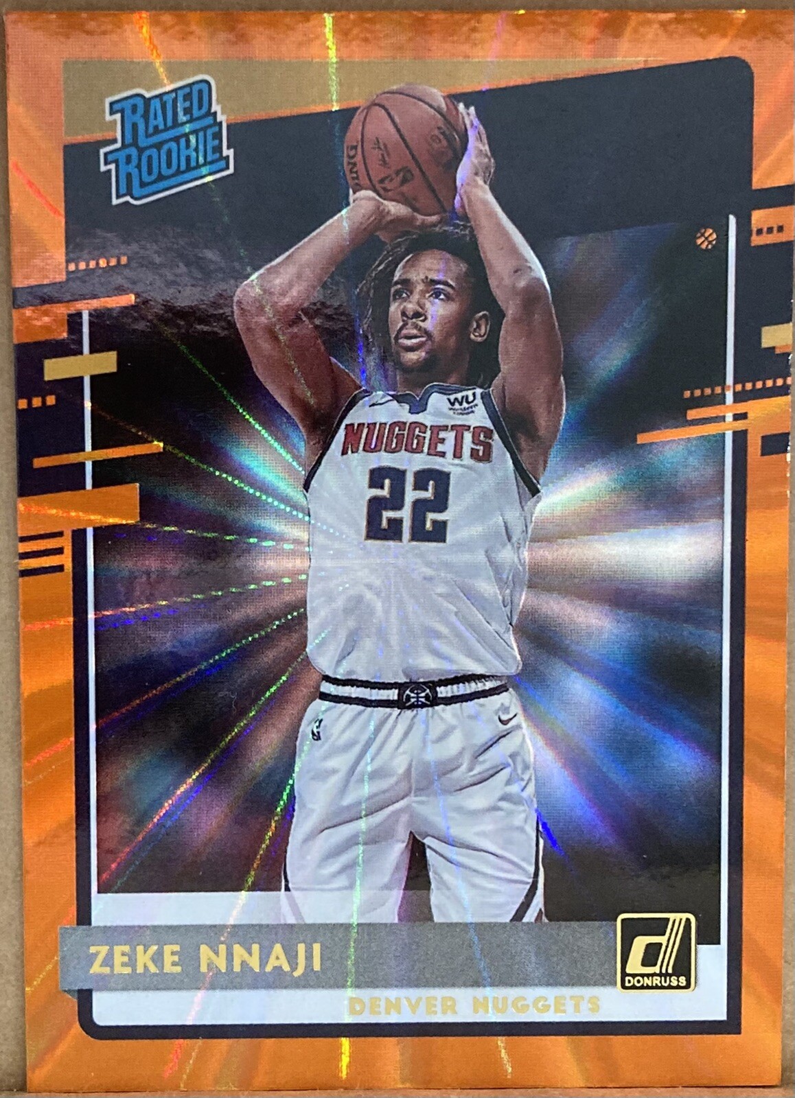 2020-21 ZEKE NNAJI Donruss Basketball Orange Laser Rated Rookie #236 Nuggets