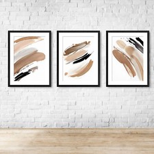 Paint Brush Minimalist Abstract Wall Art Print Picture 1 Or Set Of 3