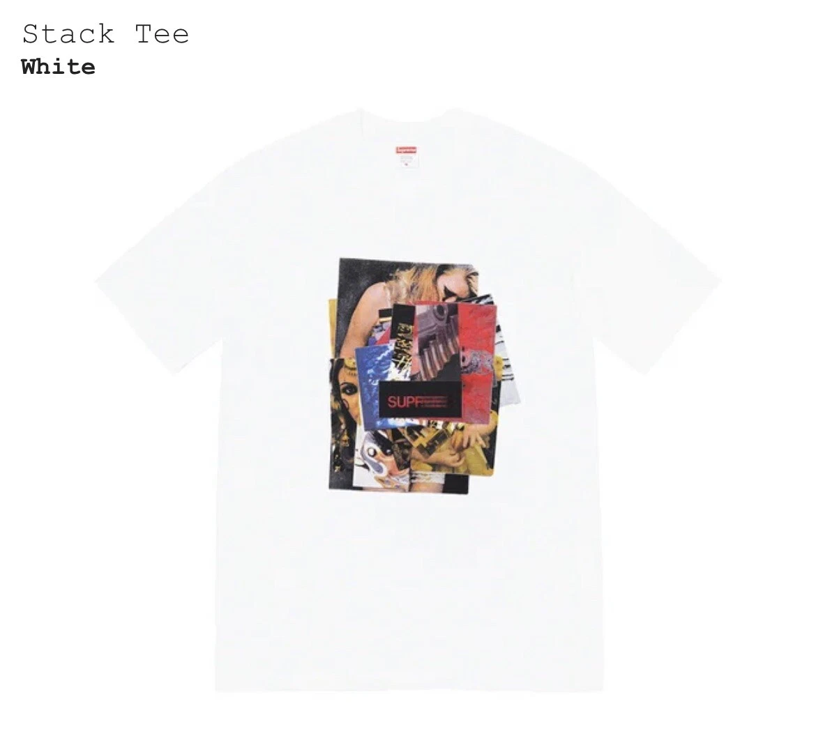 Tee shirt Supreme Stack blanc moyen FW21 100% authentique neuf