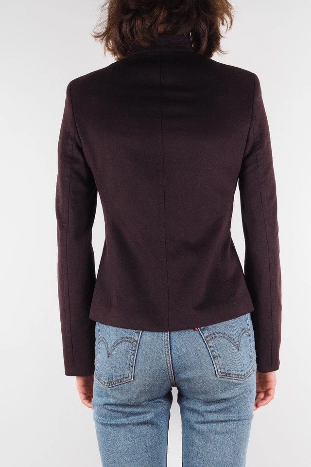 Chaqueta Akris Punto Para Mujer Marrón Oscuro Lana Angora Diseñador Doble Cremallera Talla US2 Foto 3 de 4