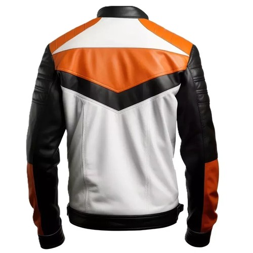 Handmade New Men's Multicolor Jacket Stylish Leather Lambskin Genuine Motorcycle - Picture 2 of 5