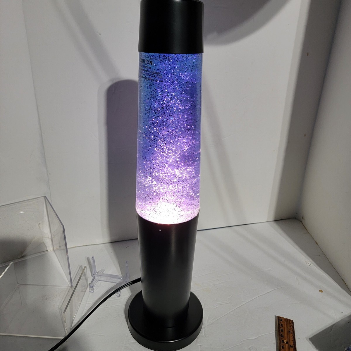 Vtg Lite F/X Silver Glitter Lava Lamp 18” With Blue Liquid