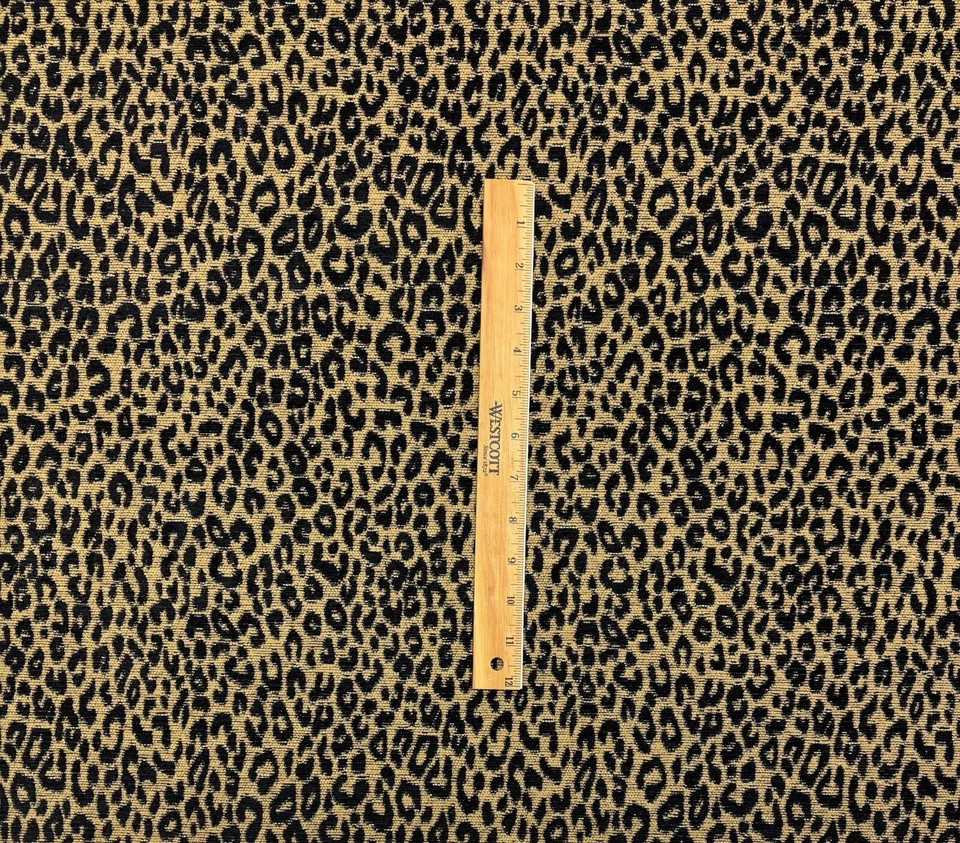 DESIGNER LEOPARD CHENILLE EBONY BLACK GOLD MULTIPURPOSE FABRIC BY YARD 57"W - Image 4 of 4