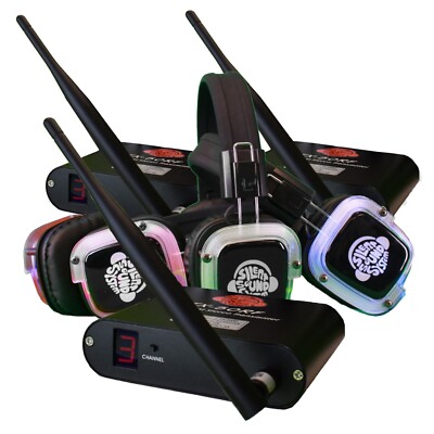 BEST Silent Disco Sound System Headphones (50 Headphones + 3 Transmitters)    
