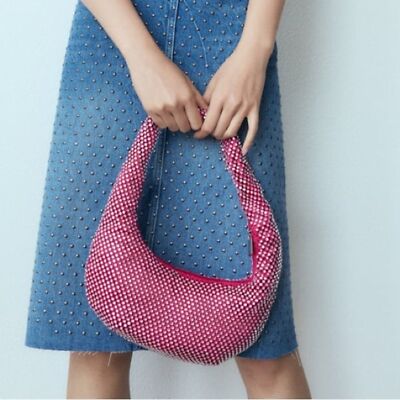 ZARA RHINESTONE SPARKLY SHOULDER BAG BARBIE BARBIECORE
