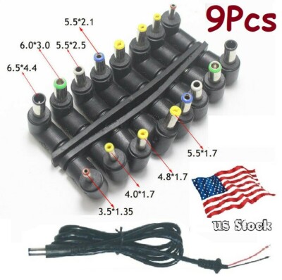 8 pcs Universal DC Adapter Set convert 5.5x2.1mm to Right Angle multi ...