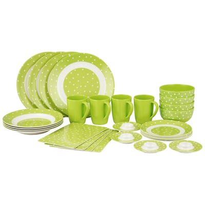 Camping Geschirr Set  100% Melamin für 4 Personen, 28 tlg. , BPA-Frei, Bruchfest