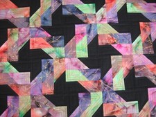 Quilted Table Topper, Hand-Dyed Fabric with Black Pinwheels