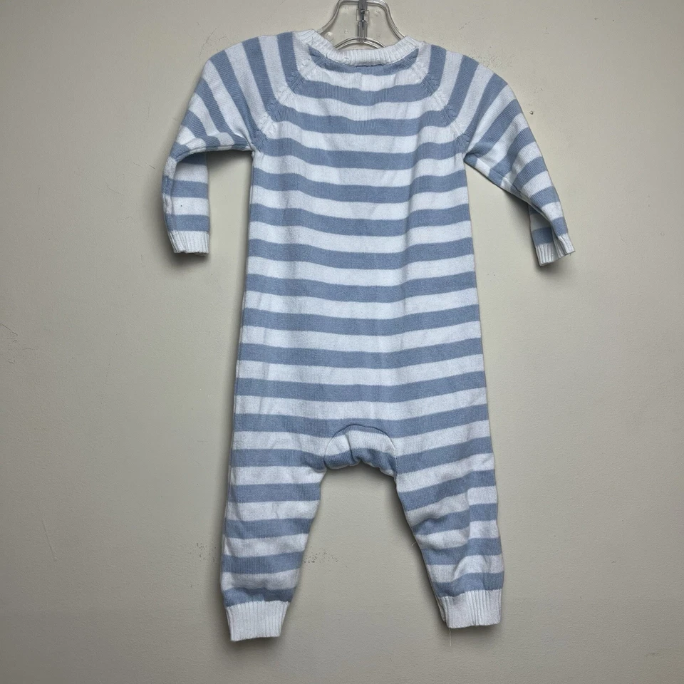 Suéter Nordstrom Bebé Tejido Azul Blanco Rayas Mono Una Pieza 9 Meses Foto 4 de 4