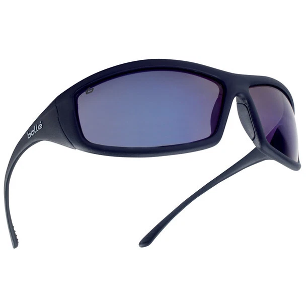 BOLLÉ Bolle 40064 Solis Safety Glasses - Black Temples - Blue Mirror Lens