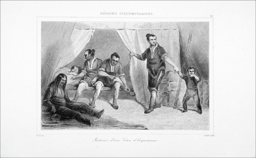 FINLANDE - INTÉRIEUR d'une CASE d'ESQUIMAUX - Gravure du 19eme siècle - Picture 2 of 2