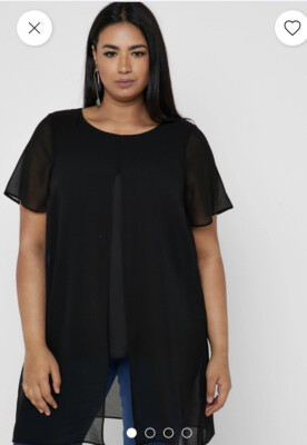 EVANS Black Chiffon Split Front Floaty Midi Dress  UK Plus 30. BNWT RRP £32!