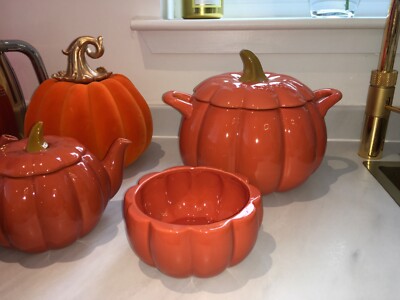 Halloween Kürbis orange Süßigkeiten Snack Suppe Schüssel Geschirr Herbst selten