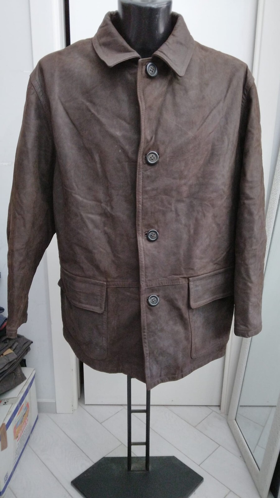 Vintage Brown Leather Jacket for Men Size 54 - Model XYM753L-image