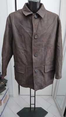 UNICUIR used leather jacket men man size 54 brown XYM753L