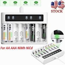 EBL 8 Slots LCD Rechargeable Battery Charger For Ni-MH Ni-Cd AA AAA Batteries