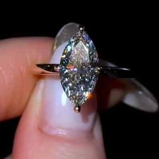 Hidden Halo 2.45 TCW Marquise Cut Moissanite Engagement Ring In 9ct Yellow Gold