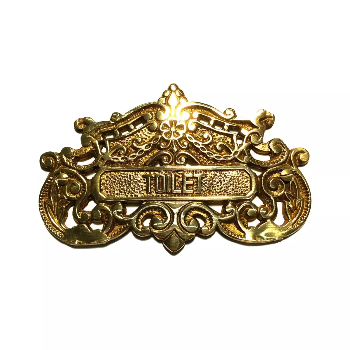 Victorian Style Toilet Door Sign in Polished Brass eBay