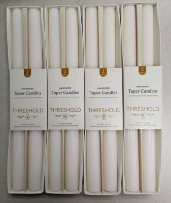 Threshold 8 Piece Unscented 10'' Taper Candles White
