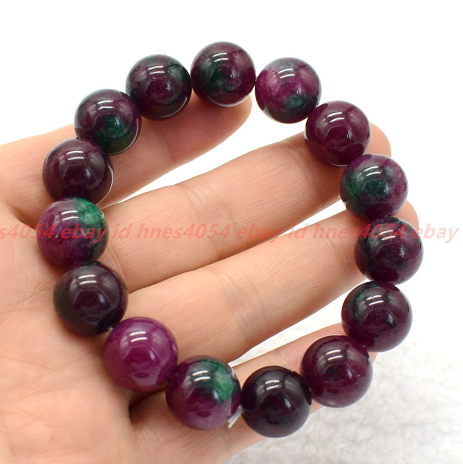 VALENTINO Bracciale Perline Rotonde Pretty Natural 6 8 10 12 mm Gemme Zoisite Rosso Verde 7 5 pollici