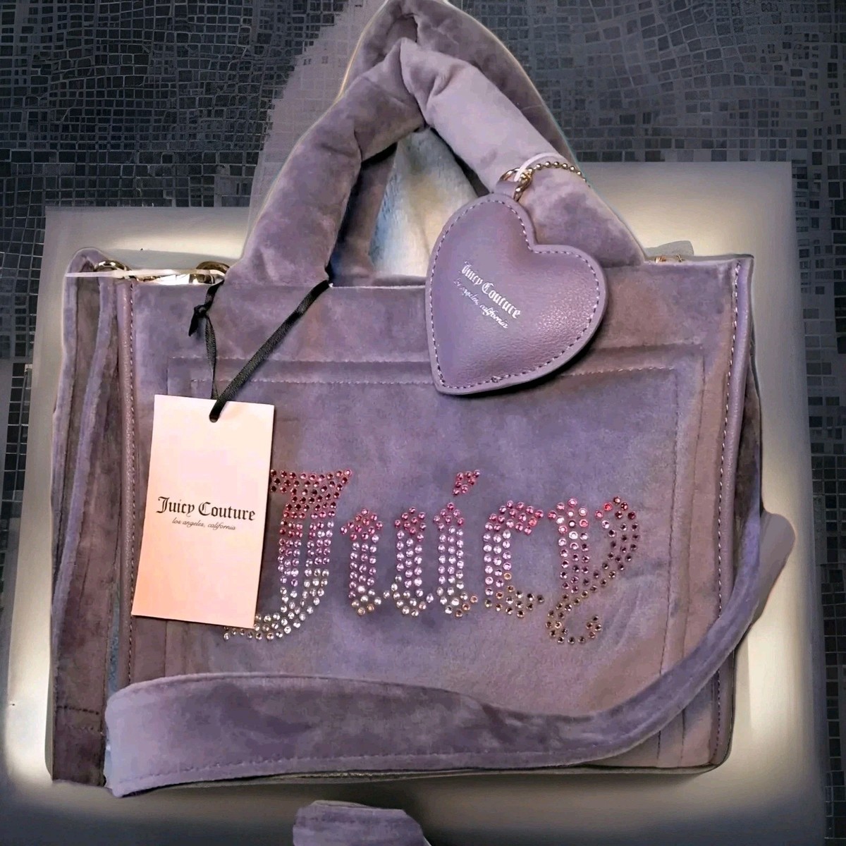 💜 RARE JUICY COUTURE VIOLET/PURPLE VELOUR Crossbody Purse Mini