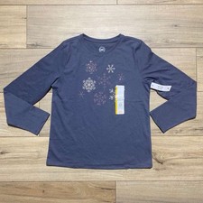 Wonder Nation Girls Long Sleeve Embellished Snowflake Tee Size L 10-12 Gray