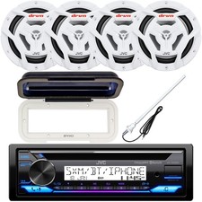 JVC KD-T92MBS AM/FM Marine Stereo Receiver, 4x 6.5" 2-Way Boat Speakers, Antenna