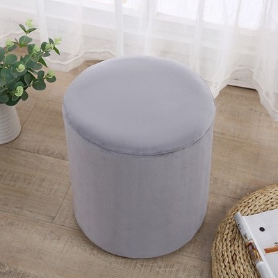 Stretch Velvet Square Round Stool Cover Ottoman Slipcover Protector Solid Color