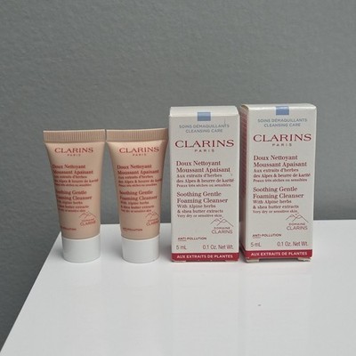 2 Pack Clarins Soothing Gentle Foaming Cleanser Dry & Sensitive Skin 0.1 OZ