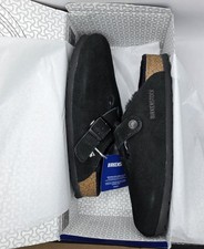 Birkenstock Boston Shearling Leather Suede Black Color Narrow