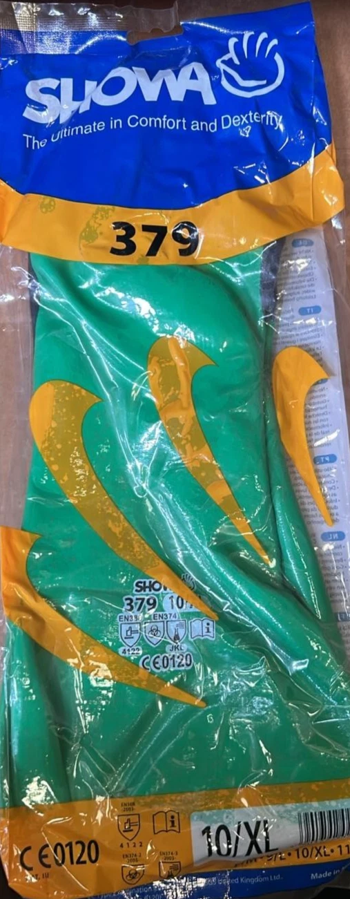 3 prs SHOWA 379 Waterproof Chemical Resistant Gauntlet Work Safety Glove 10 XL