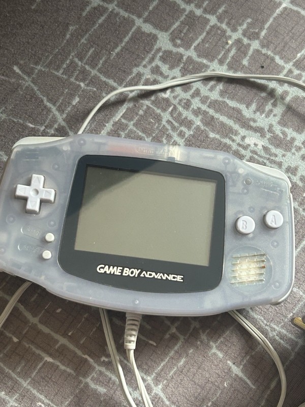 Nintendo Game Boy Advance Glacier Handheld System with Gamester Charger Tested