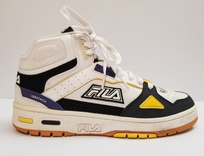 Fila Mens Teratach 600 Mid White Black Yellow Basketball Shoes Sneakers Size 9