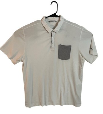 Travis Matthew Golf Polo Shirt White Pocket XL Cotton Poly Blend Shadow Creek