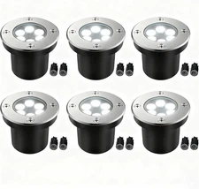 6 Pack Outdoor LED Landscape Light 6W 6000K Waterproof In-Ground Light Garden