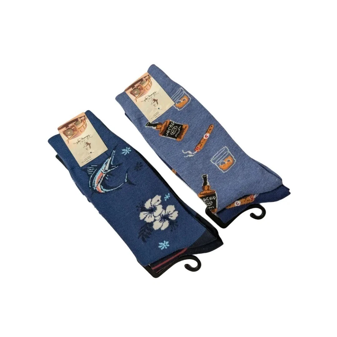 Panama Jack Mens Novelty Dress Socks 4 Pair Marlins Whiskey Design Size 8-12 NWT