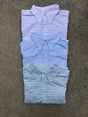 Set of 3 J. Press 100% Cotton Button Shirts 16-36 Gingham Plaid - Made In USA