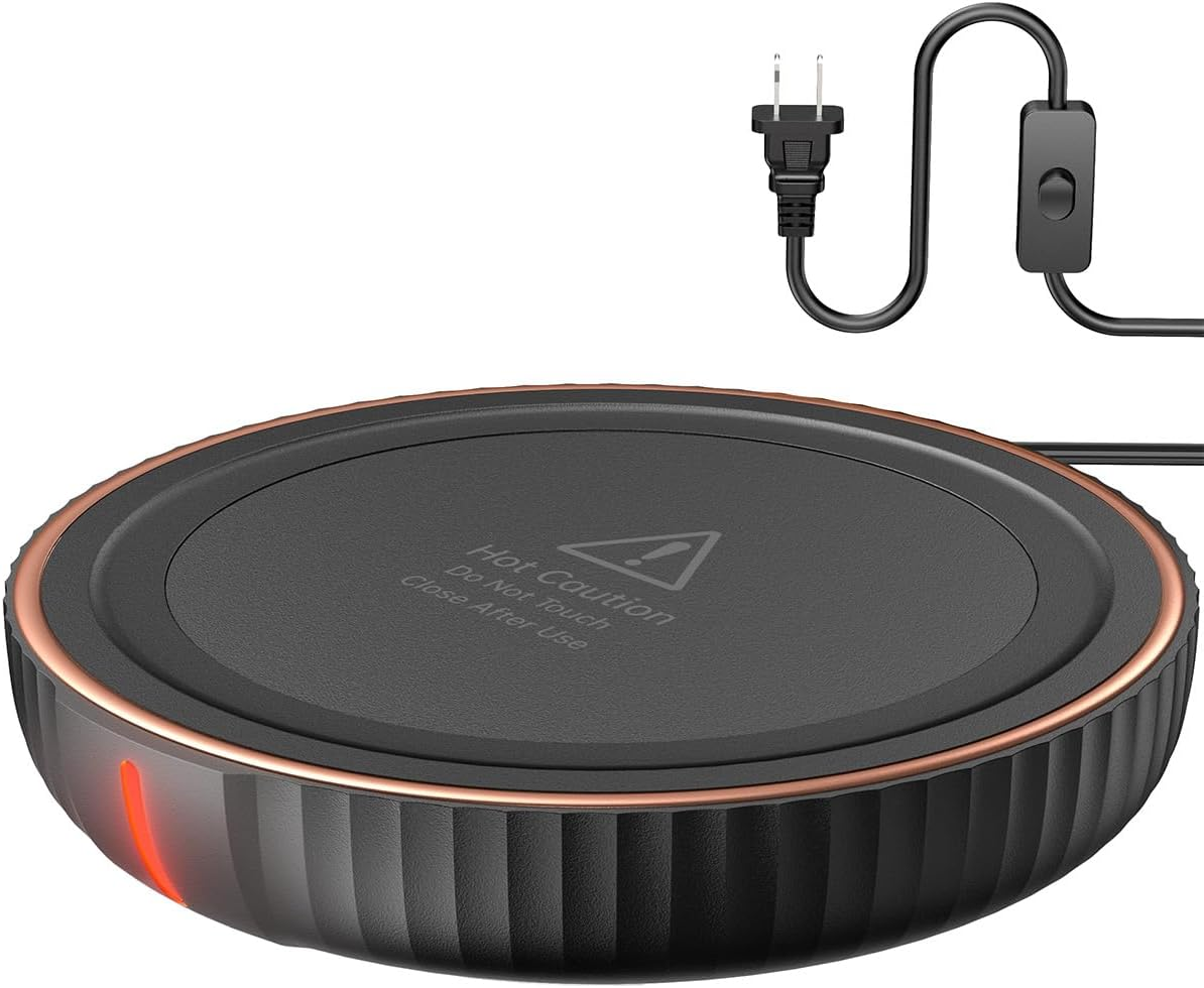 Housegem Black Candle and Beverage Warmer for Coffee Tea Mugs on Desk