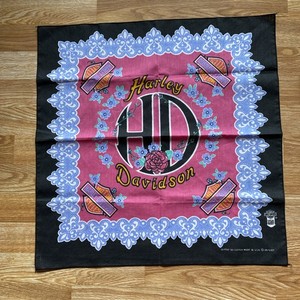 VTG Harley Davidson Scarf Bandana - 21" Square - Made in USA Pink Lace Women’s