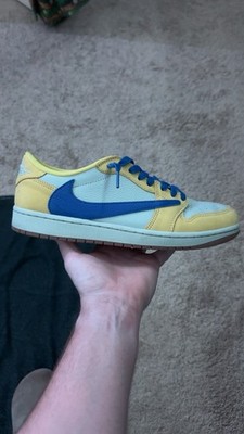 Nike Travis Scott Air Jordan 1 Low OG Canary Blue Light Silver Suede DZ4137-700