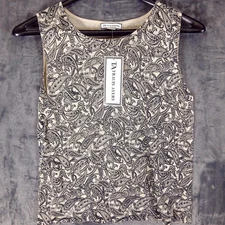 Travis Ayers Shirt Womens 16 Grey Charcoal Paisley 100% Silk Sleeveless Top NWT
