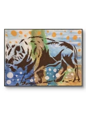 Colorful Modern Art Relaxed Bison Landscape Original Oil Pastel 8 by 10