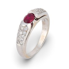 Bvlgari ruby diamond 18k yellow gold engagement ring