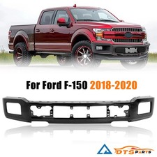 Front Bumper Face Bar For Ford F-150 F150 2018-2020 W Fog Hole Black Steel