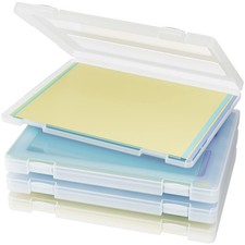 Denkee 4 Pack A4 Paper Organizer Box, Plastic 8x10/16x20, 4 pack, Clear 