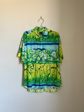 Jams World Men's Retro Vintage L'Herbe Print Button Down Shirt Size MEDIUM