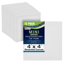 US Art Supply 4" x 4" Mini Professional Primed Stretched Canvas 12-Mini Canvases