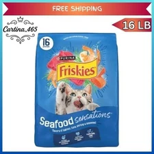 Purina Friskies Dry Cat Food 16 lb | Seafood Sensations with Salmon Tuna Shrimp